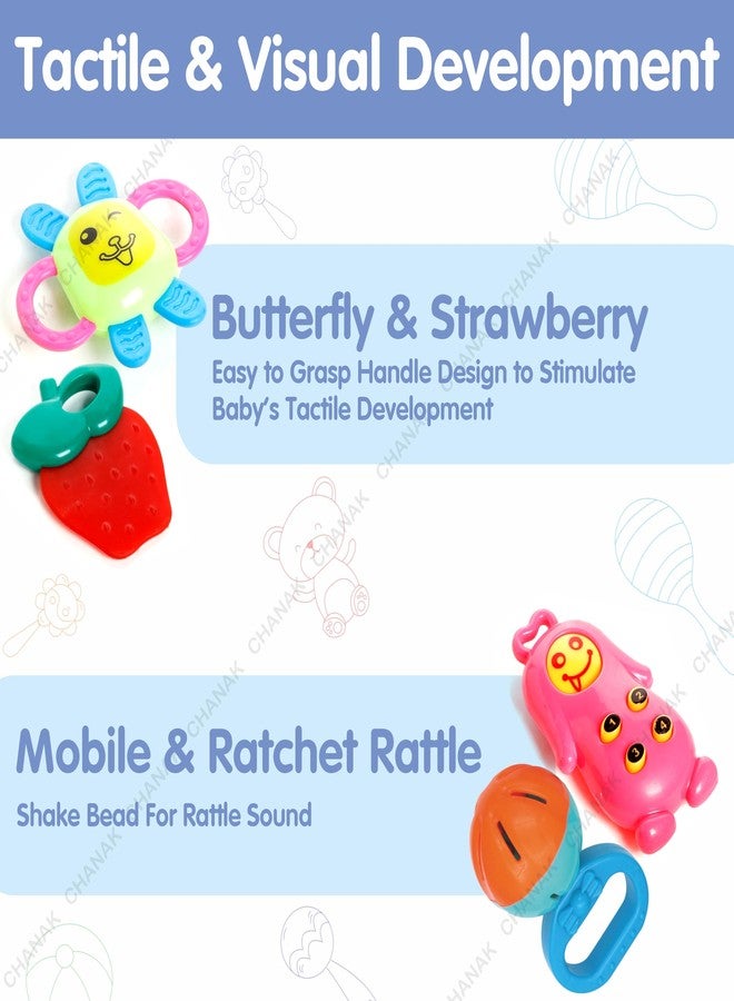 Chanak Baby Kinder Rattle Set for 0-6 Months Old Baby, Non-Toxic, 100% BPA Free, Infant Grab, Spin & Shake Rattles, Colorful Rattles with 8 Pcs, Early Educational Sensory Toy, BIS Approved - Image 2